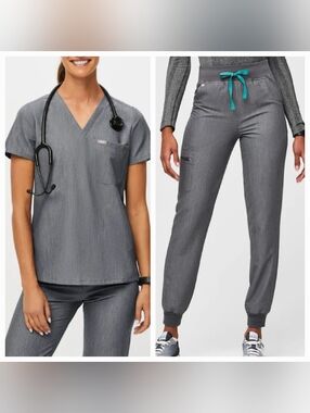 FIGS CATALINA ONE POCKET SCRUB TOP SMALL JOGGER SCRUB PANTS SMALL TALL